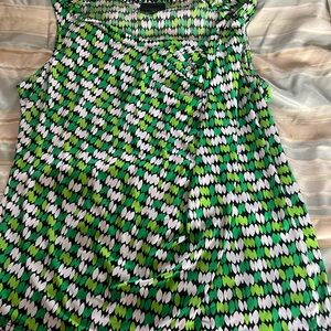 Worthington Green and Black Leaf Print Top